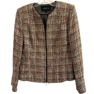 Lafayette 148 Tweed Zip Front Blazer Jacket Size 4
